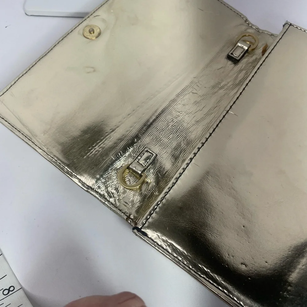 Zac Posen New York Shirley bow mini Gold Leather Crossbody or Clutch bag - Picture 4 of 16